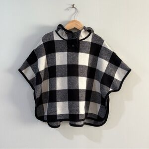 Zara Baby Girl Knit Poncho 3-4Y Black White Buffalo Check Cape Outerwear